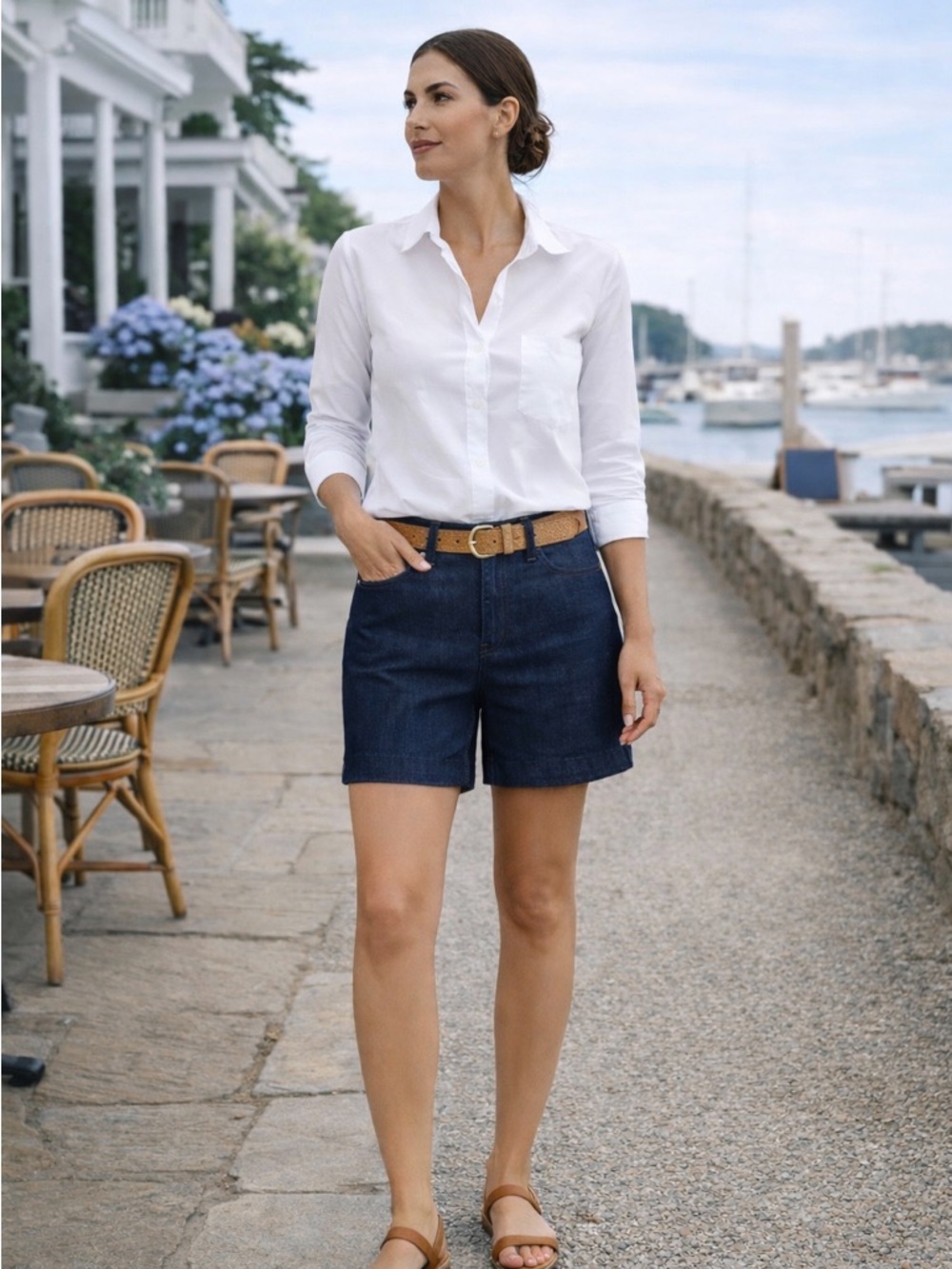 Banana Republic Tailored Trouser Shorts Dark Wash Stretch Mid Rise Size 8